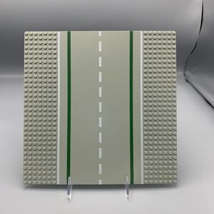 Vintage LEGO Gray Platform Base Plate Straight Road White Sidelines 2358 1-01